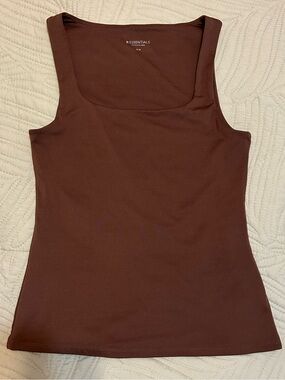 Reitmans Essentials Women's Chocolate Brown Square-Neck Double Lined Tank Top M